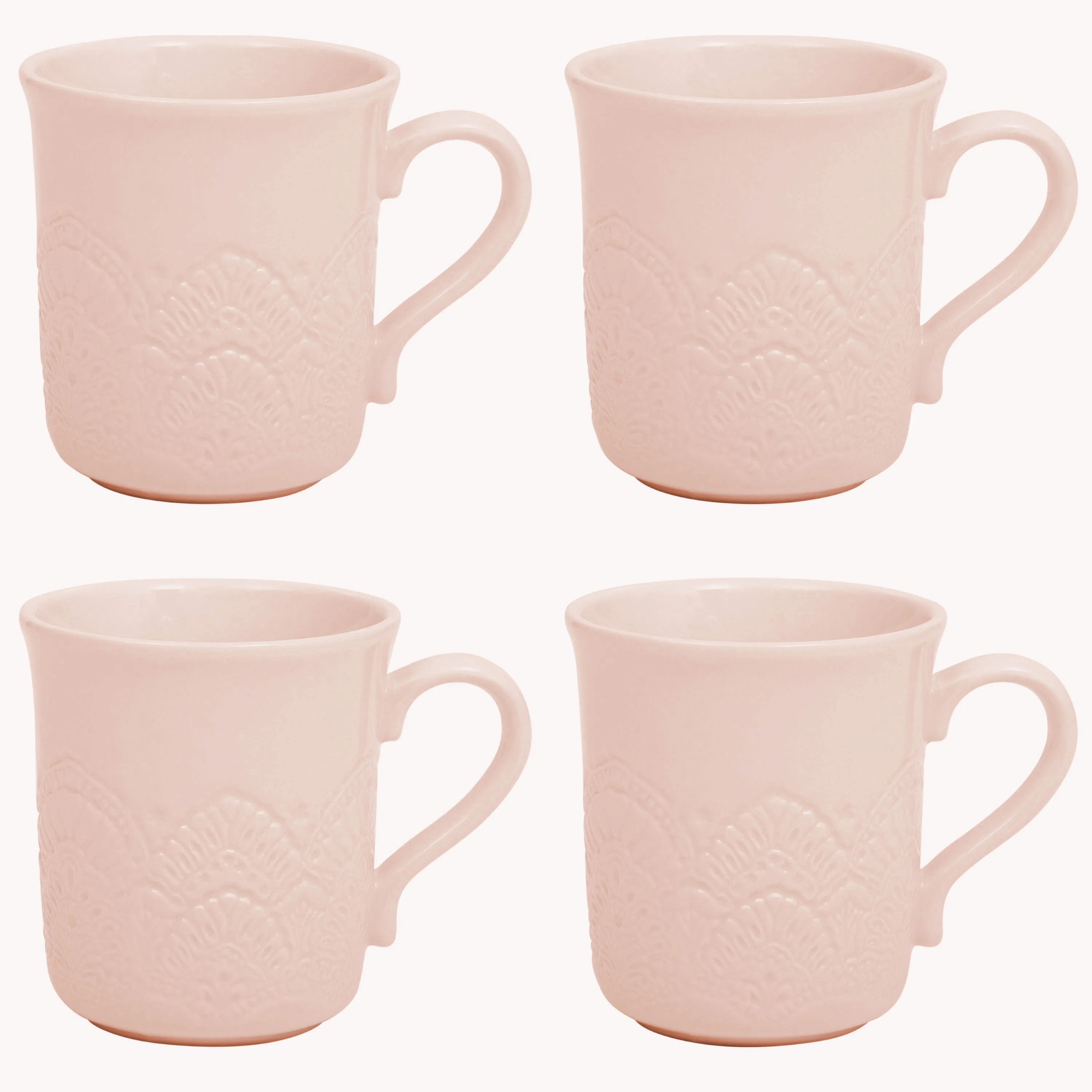 The Pioneer Woman Vintage Lace Ceramic Mug Set, Pink, 4-Pack | Walmart (US)