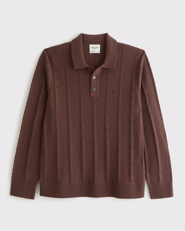 Men's Icon Long-Sleeve 3-Button Sweater Polo | Men's | Abercrombie.com | Abercrombie & Fitch (UK)