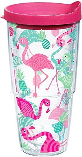 Tervis Flamingo Pattern Insulated Tumbler with Wrap and Fuschia Lid, 24 oz, Clear | Amazon (US)