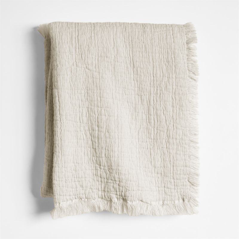 Supersoft Organic Cotton Gauze Stone Tan Baby Stroller Blanket + Reviews | Crate & Kids | Crate & Barrel