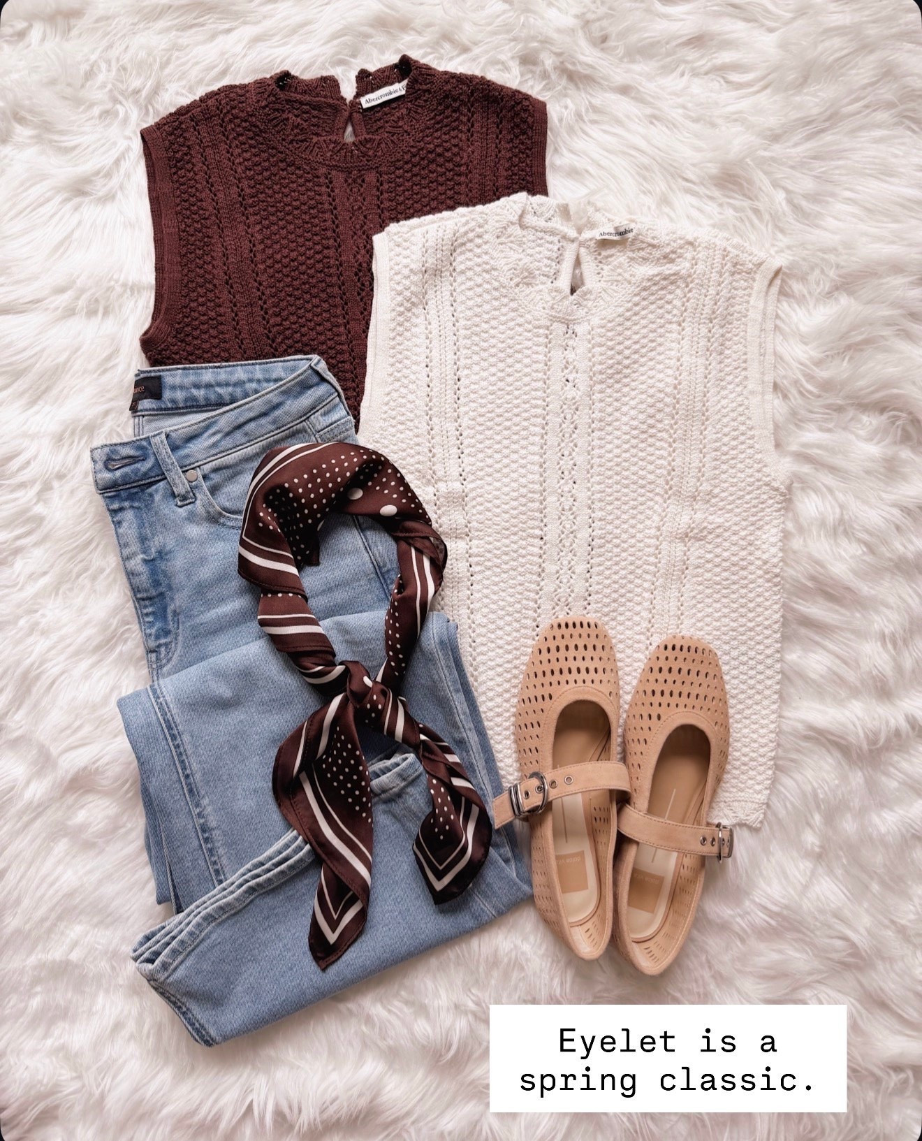 I always come back to eyelet for spring because it instantly makes a simple outfit feel fresh and feminine without being fussy. Paired with light wash denim and neutral flats, it’s an easy everyday look that still feels pulled together.

eyelet top women, spring eyelet blouse, neutral spring outfit, light wash jeans outfit, brown and cream outfit, woven flats women, casual spring style, classic feminine outfit



#LTKWorkwear #LTKSeasonal #LTKOver40