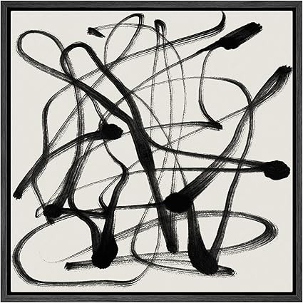 SIGNWIN Framed Canvas Print Wall Art Twisted Black Gray Paint Stroke Collage Abstract Shapes Illu... | Amazon (US)