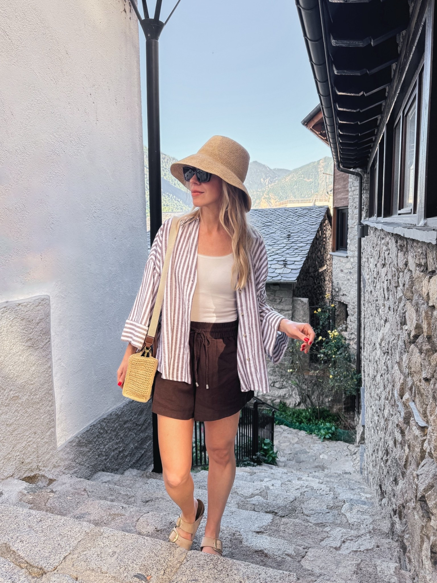 European summer vacation, striped linen shirt, @Janessa Leone straw bucket hat, beach vacation outfit

#LTKTravel #LTKOver40 #LTKSeasonal