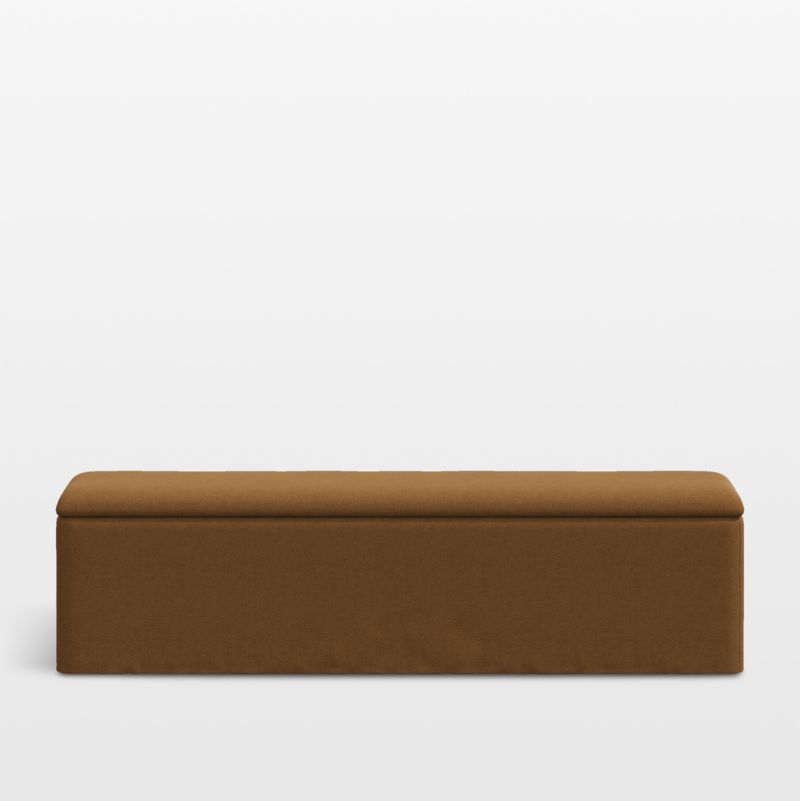 Greenwich 68" Amber Brown Upholstered Storage Bench | Crate & Barrel | Crate & Barrel