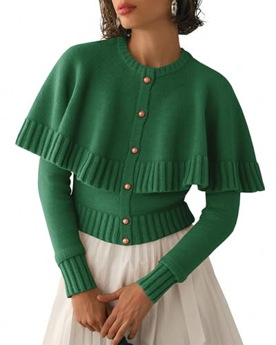 Saodimallsu Womens Cropped Cardigan Cape Sweaters | Amazon (US)