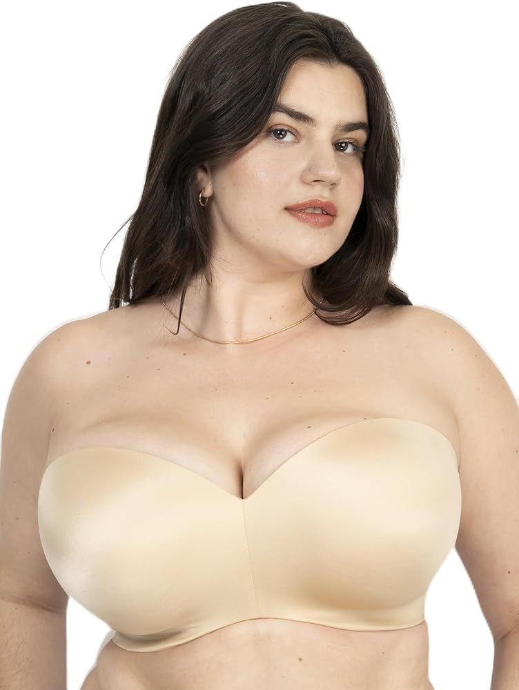 Curvy Couture Women's Strapless Multi-Way Bra – Smooth Design, Versatile Straps & Comfortable S... | Amazon (US)