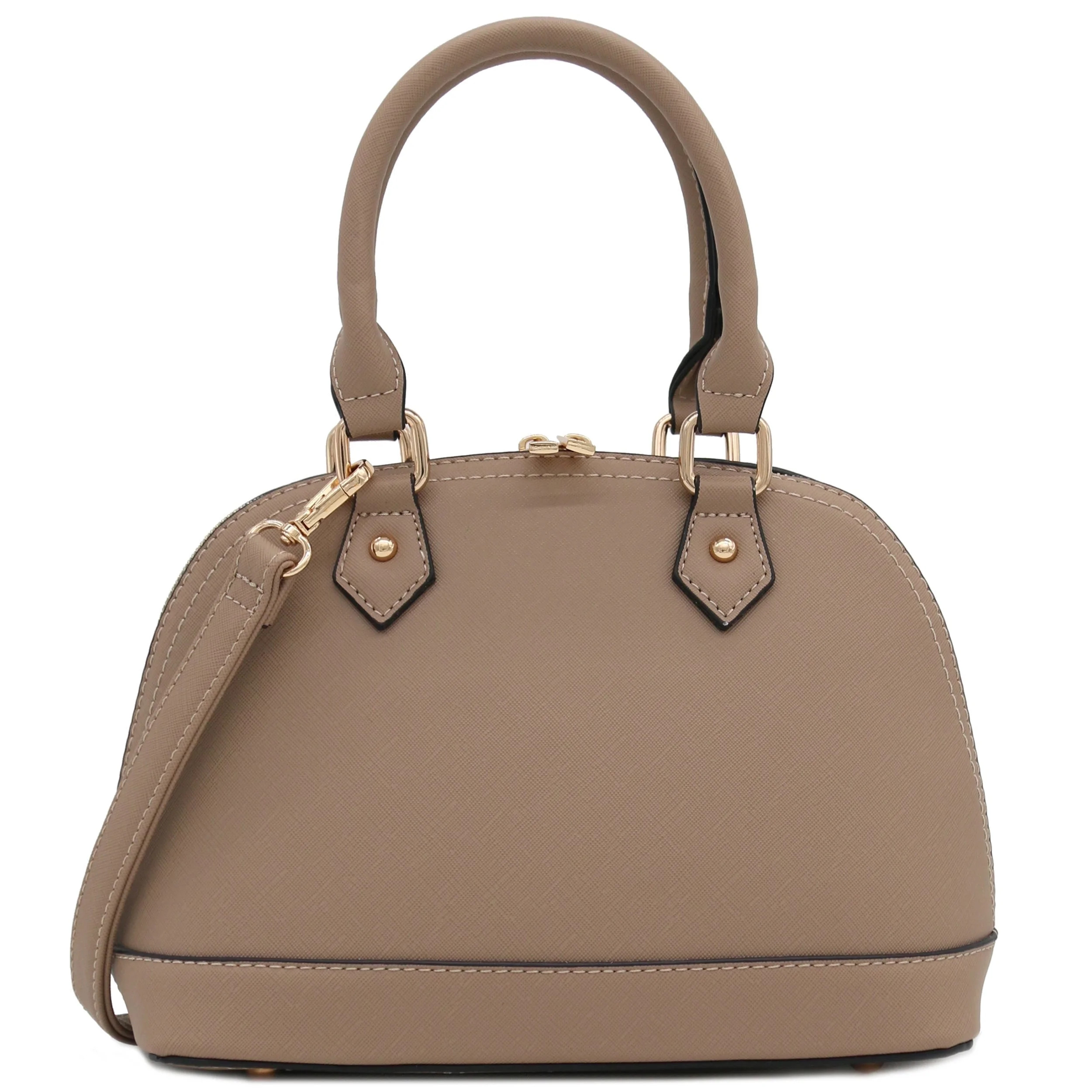 FashionPuzzle Zip-Around Saffiano Classic Dome Satchel (Travertine) | Walmart (US)