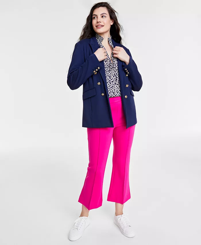 Women's Solid Faux Double-Breasted Blazer, Created for Macy's | Macy's