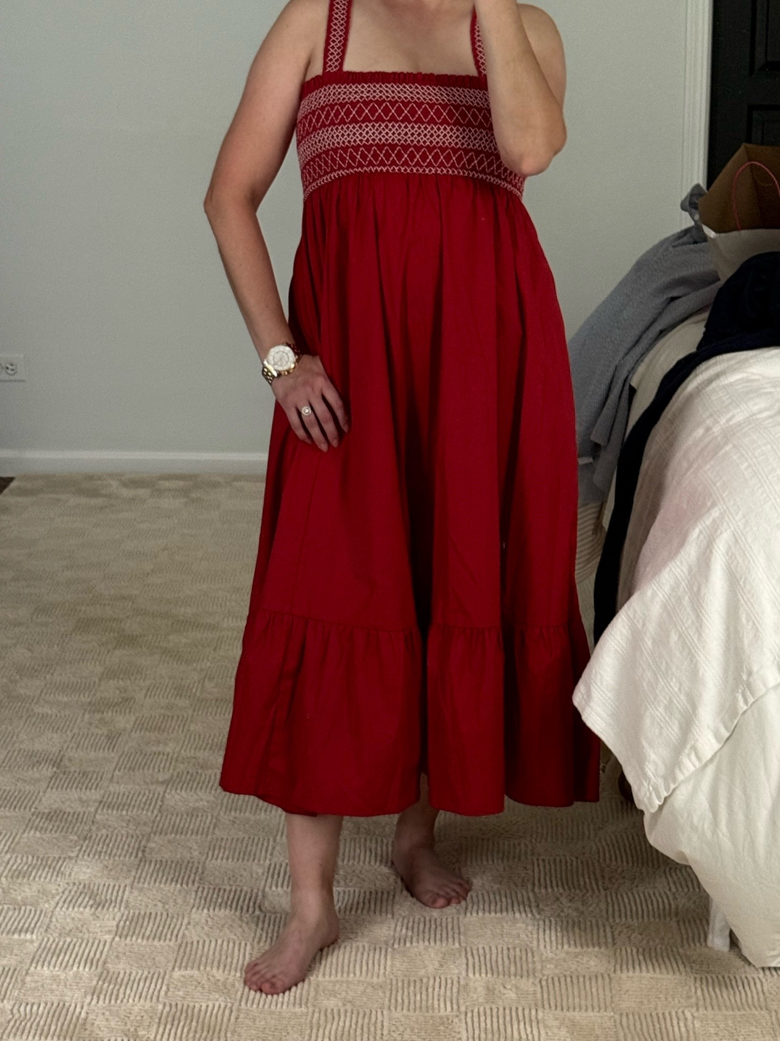 Doing a try on of this red Abercrombie dress I ordered. Love the petite length, pockets and lightweight material. It’s a convertible dress which means you can also wear it as a skirt. Straps are adjustable. Available in a variety of colors and lengths. ￼￼

#LTKootd #LTKPetite #LTKOver40
