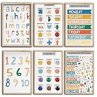 BOLNEY Set of 6 Educational Posters,Wilds Animals Poster,Woodland Animals Poster,Kids Wall Art,BI... | Amazon (US)