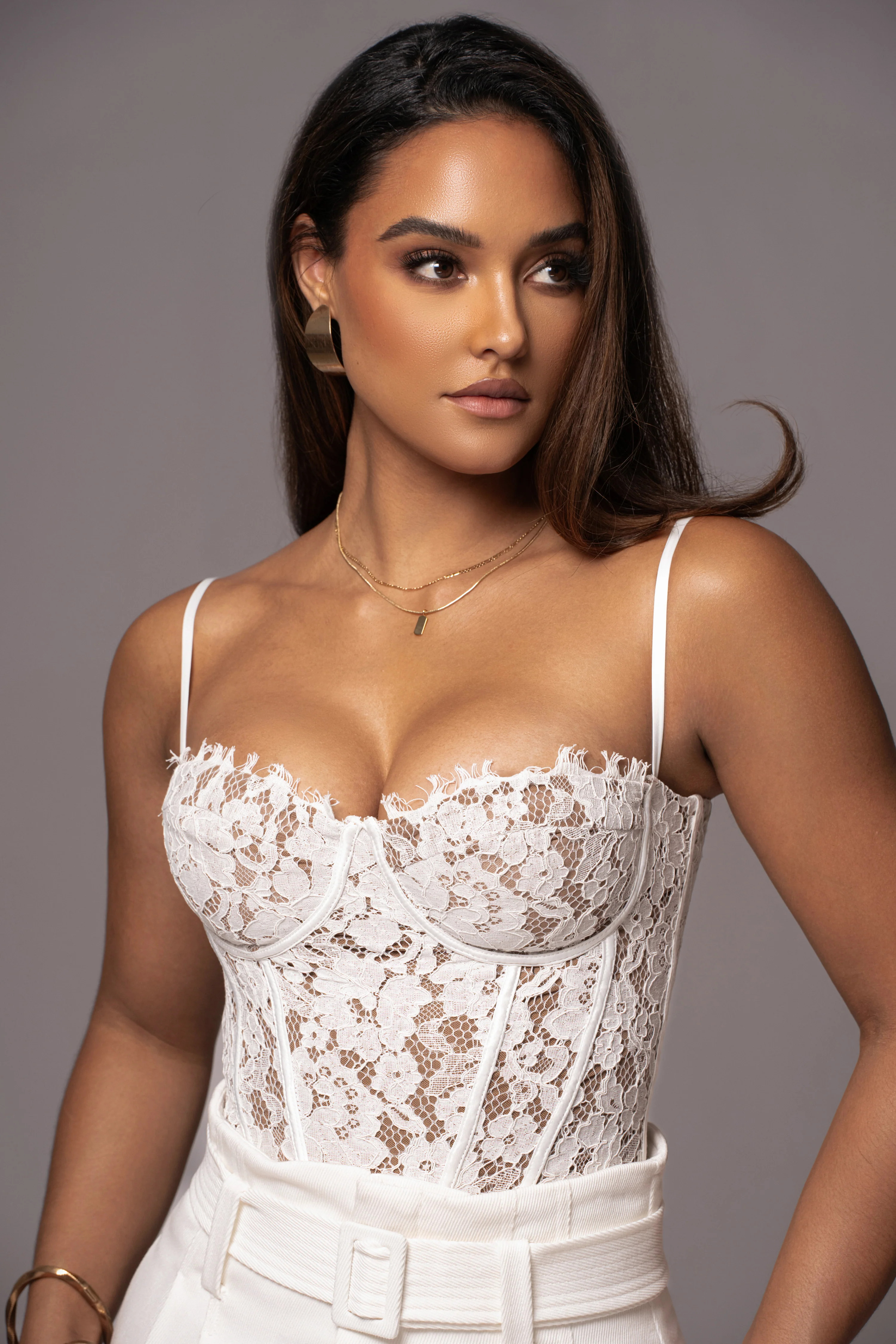 White Grecia Lace Bustier Top | JLUXLABEL