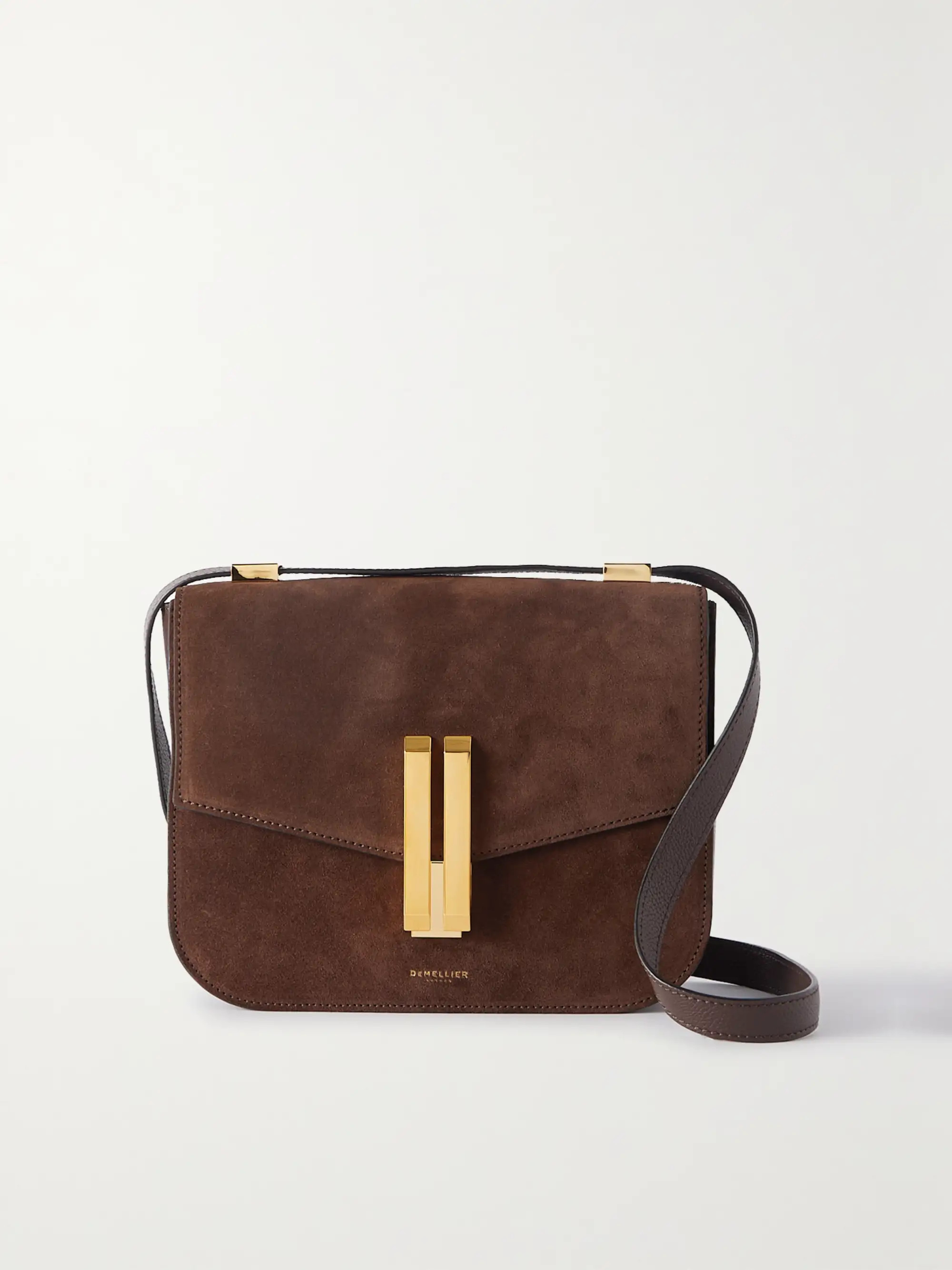 DEMELLIER + NET SUSTAIN Vancouver suede and textured-leather shoulder bag | NET-A-PORTER | NET-A-PORTER (UK & EU)