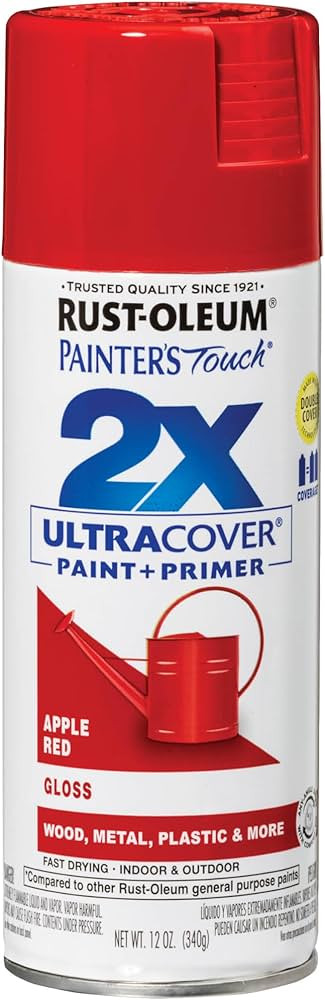 Rust-Oleum 334024 Painter's Touch 2X Ultra Cover Spray Paint, 12 oz, Gloss Apple Red | Amazon (US)