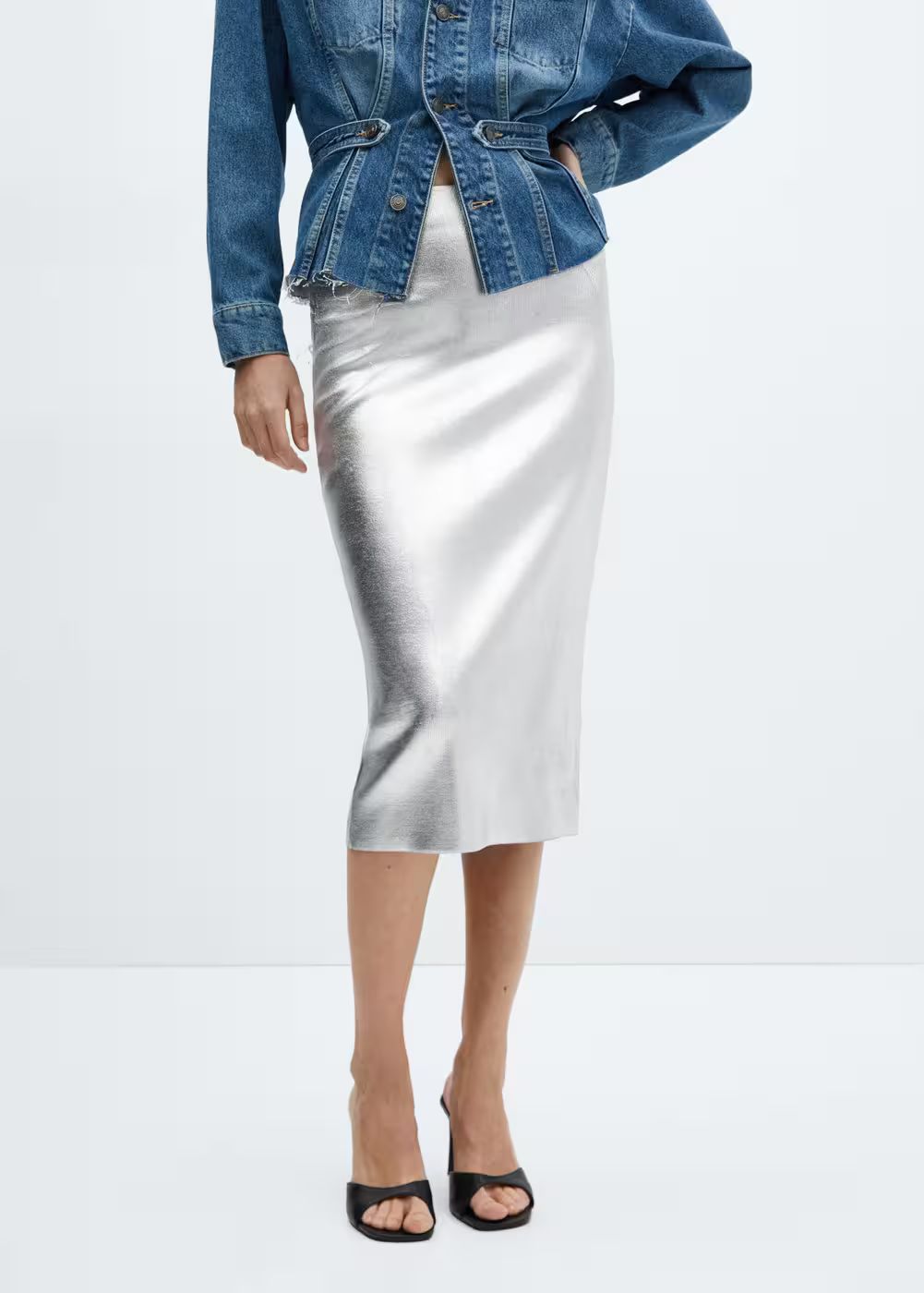 Metallic midi skirt -  Women | Mango USA | MANGO (US)