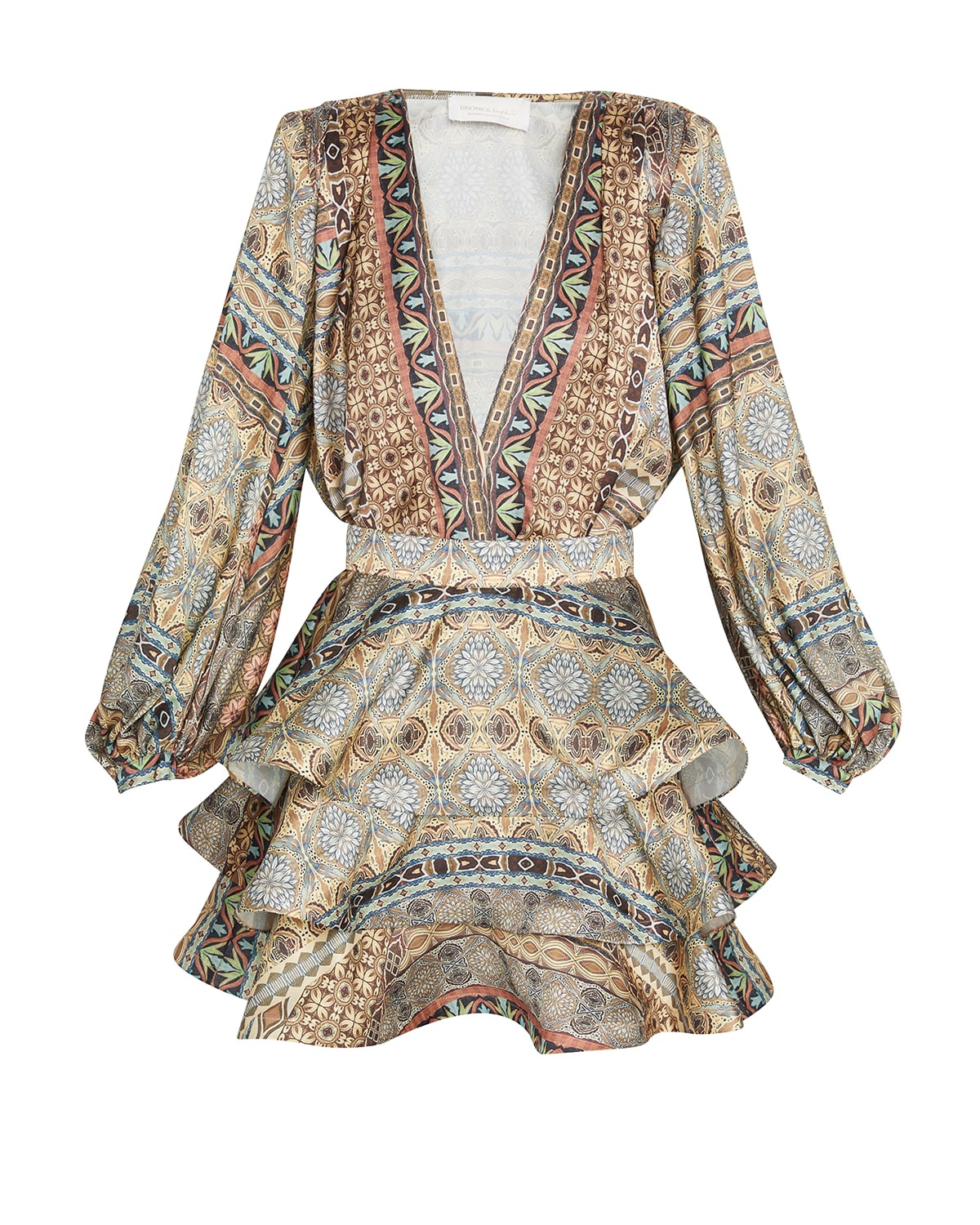 Bedouin Paisley-Print Tiered Mini Dress | Neiman Marcus
