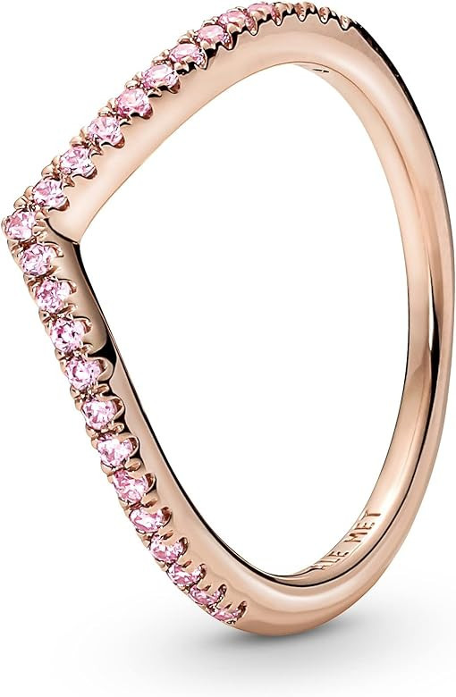 Pandora Sparkling Wishbone Ring - Stackable Rose Gold Ring for Women - 14k Rose Gold-Plated Shine... | Amazon (US)