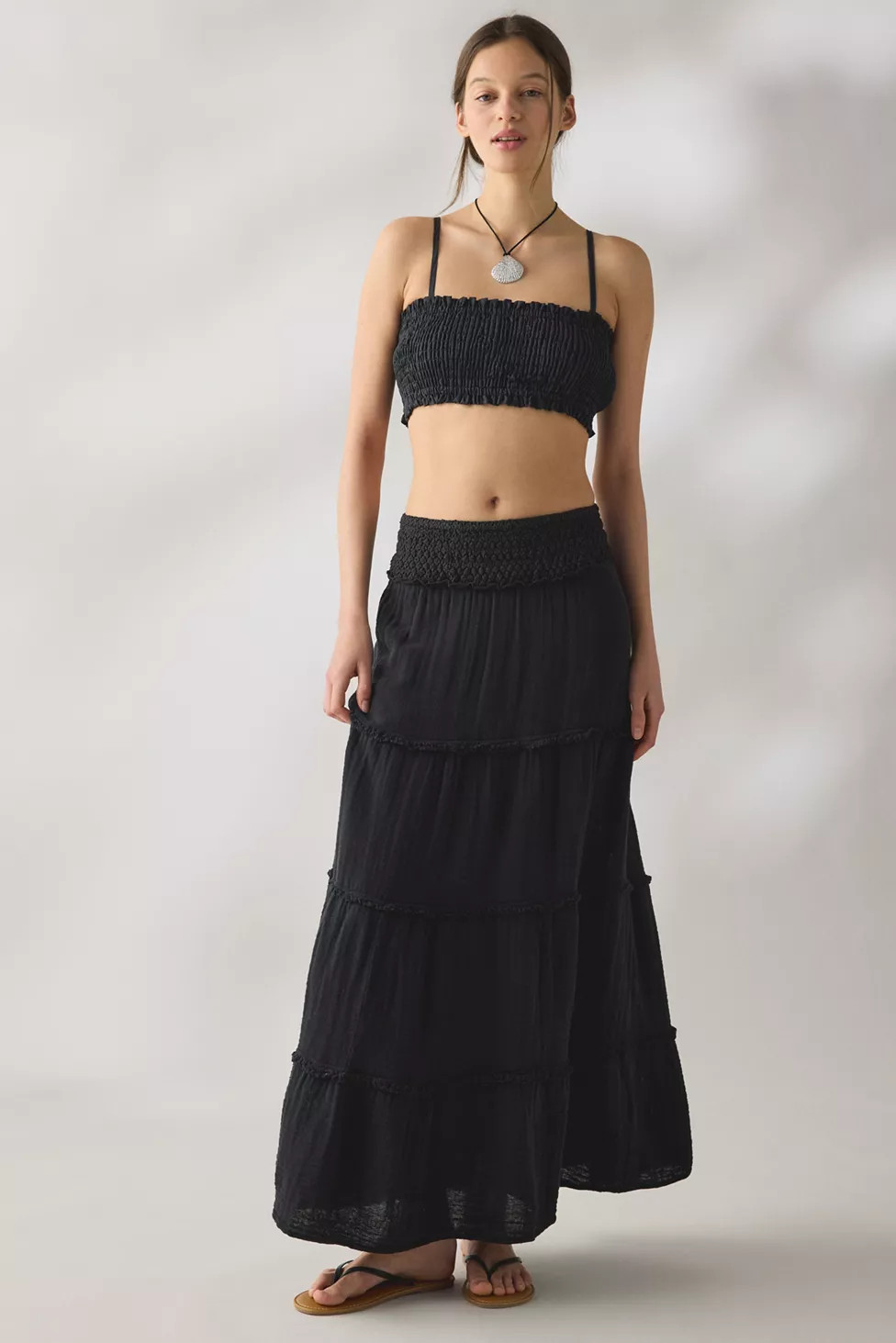 Kimchi Blue On My Mind Smocked Waist Tiered Maxi Skirt | Urban Outfitters (US and RoW)