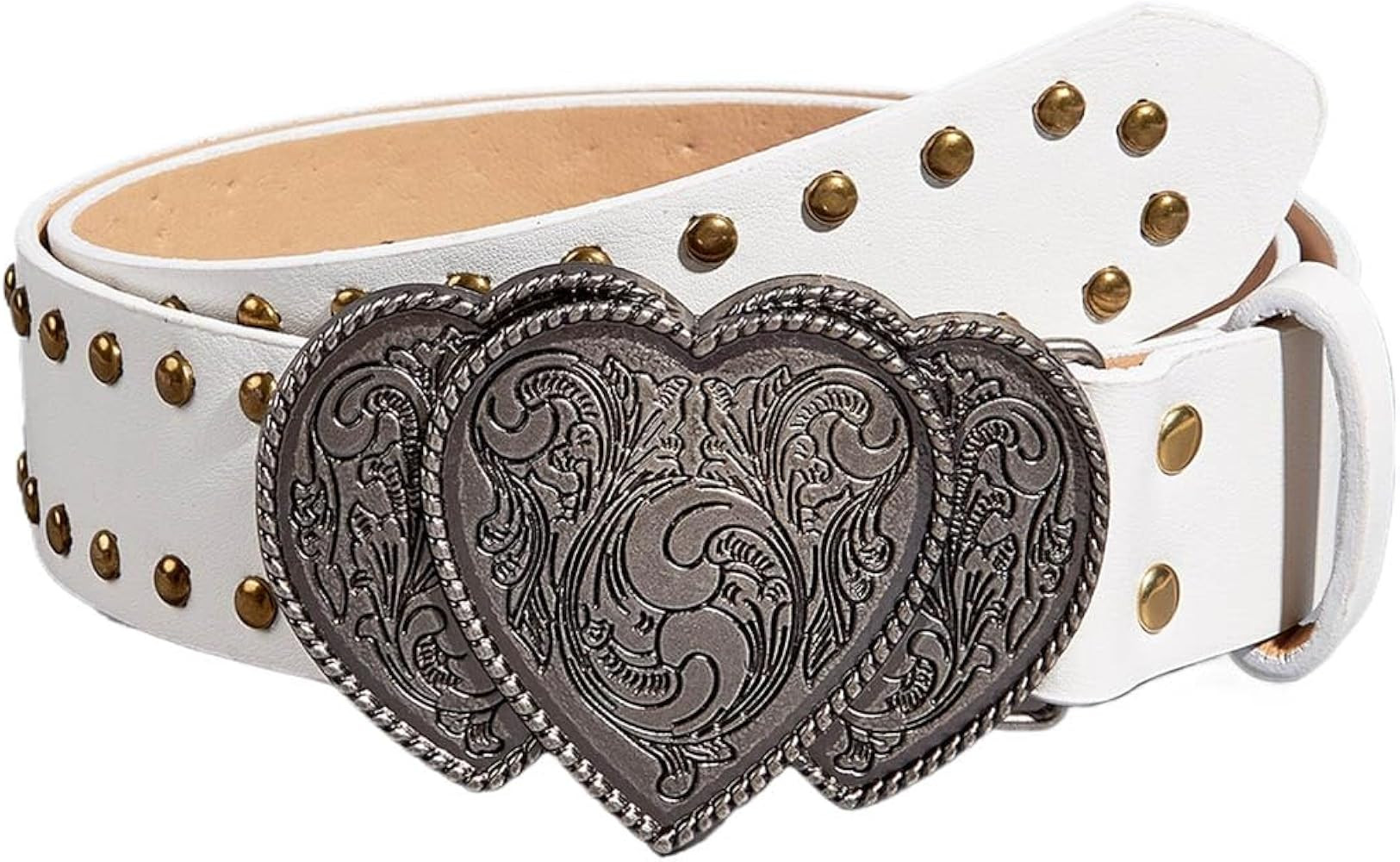 Women Western Belt Heart Buckle Leather Belt for Jeans Pants Dresses Vintage Belts for Cowgirl Co... | Amazon (US)
