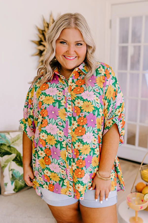 Flower Power Shift Top in Green Curves | Impressions Online Boutique