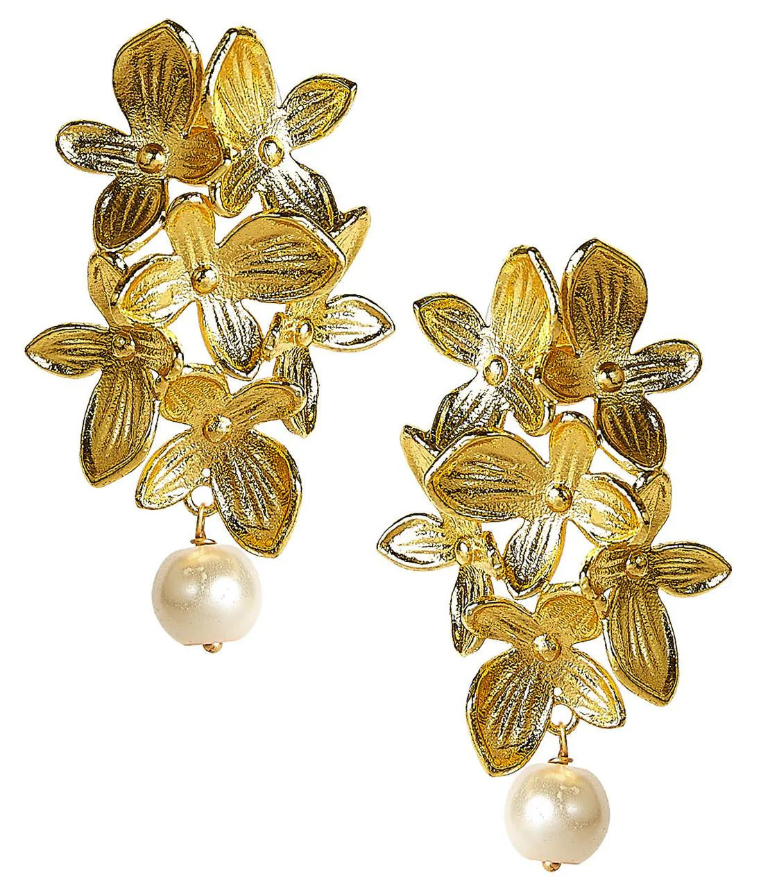 Limelight Gold Brass Hydrangea Dangle with Pearl | Lisi Lerch | Lisi Lerch Inc
