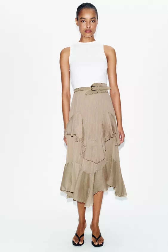 RUFFLED BELTED COMBINATION DRESS | Zara US