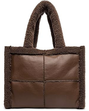 Like Dreams Large Sherpa Tote Bag, Inner Pocket Vegan Leather, Large Tote Hand bags for Women, Fa... | Amazon (US)