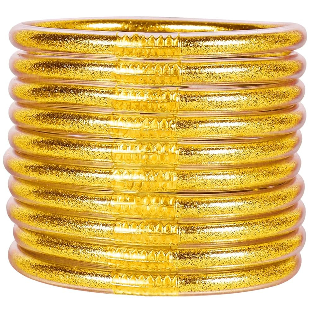 Glitter Jelly Bangle Bracelet Set - Gold Powder Lining Fashion Jewelry - Lightweight Cute Bracele... | Amazon (US)