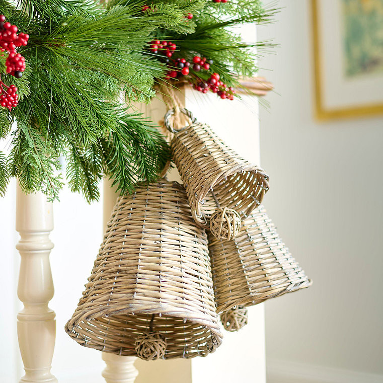 Christmas Rattan Bell Cluster - Grandin Road | Grandin Road