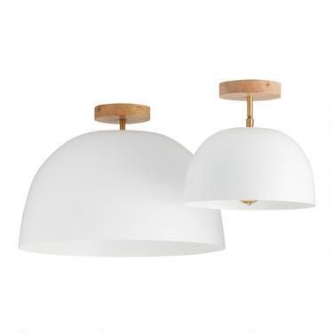 White Metal Dome Adjustable Semi Flush Mount Ceiling Light | World Market