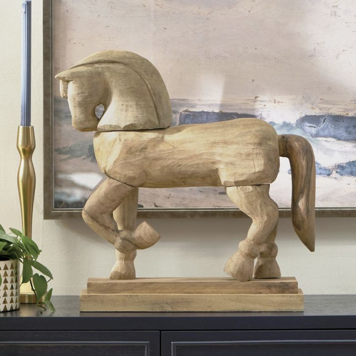 Cloverstride Wooden Horse Sculpture | Grandin Road