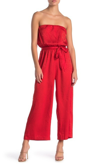 Leopard Print Strapless Satin Crop Jumpsuit | Nordstrom Rack