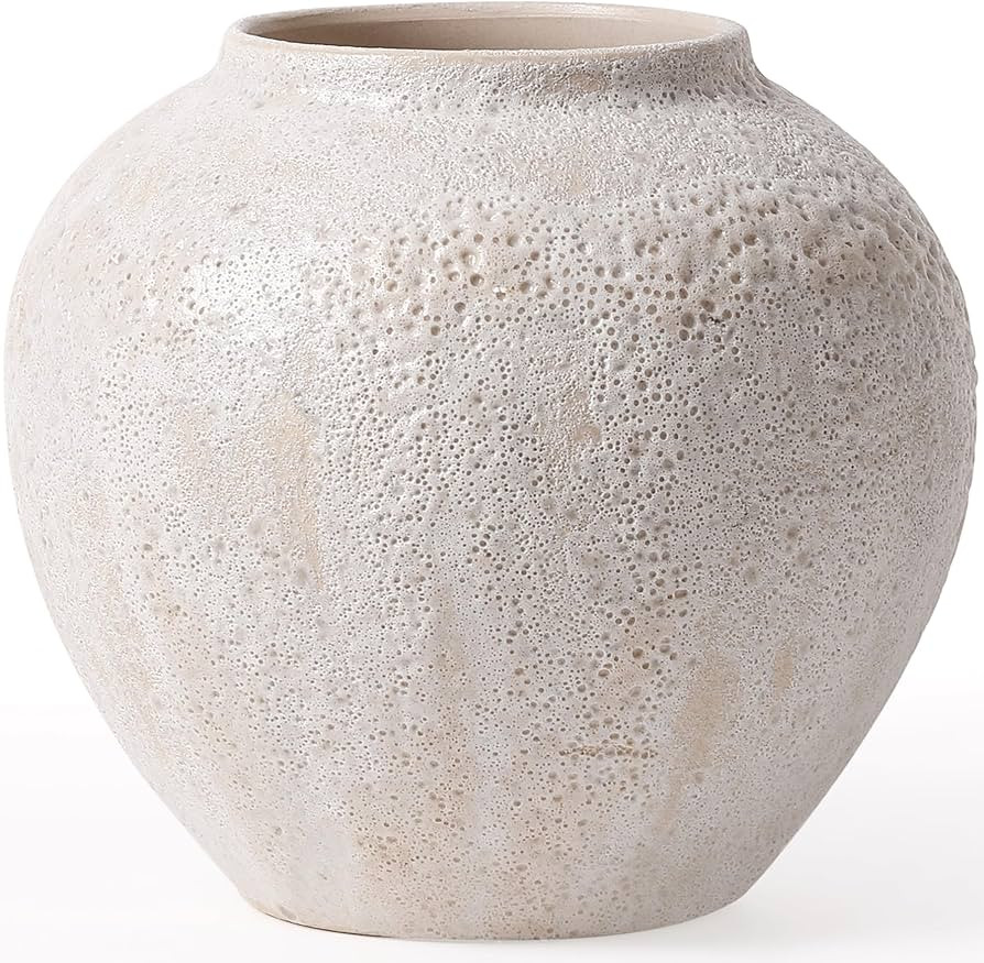 Kokrose Rustic Ceramic Table Vase, Vintage Terracotta Clay Tall Pottery Textured Vase for Table C... | Amazon (US)