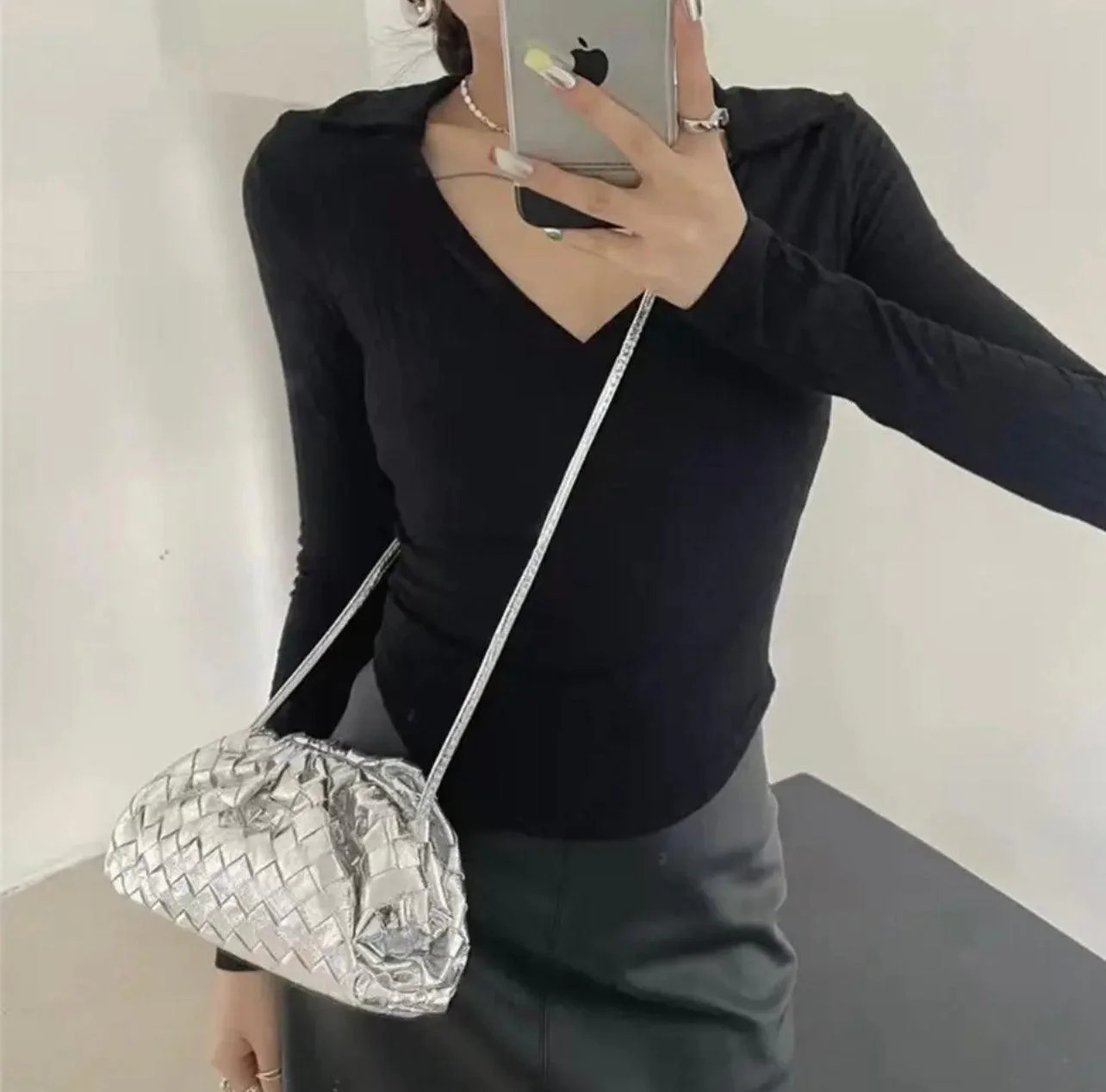 Metallic Gathered PU Clutch Bag | outdazl