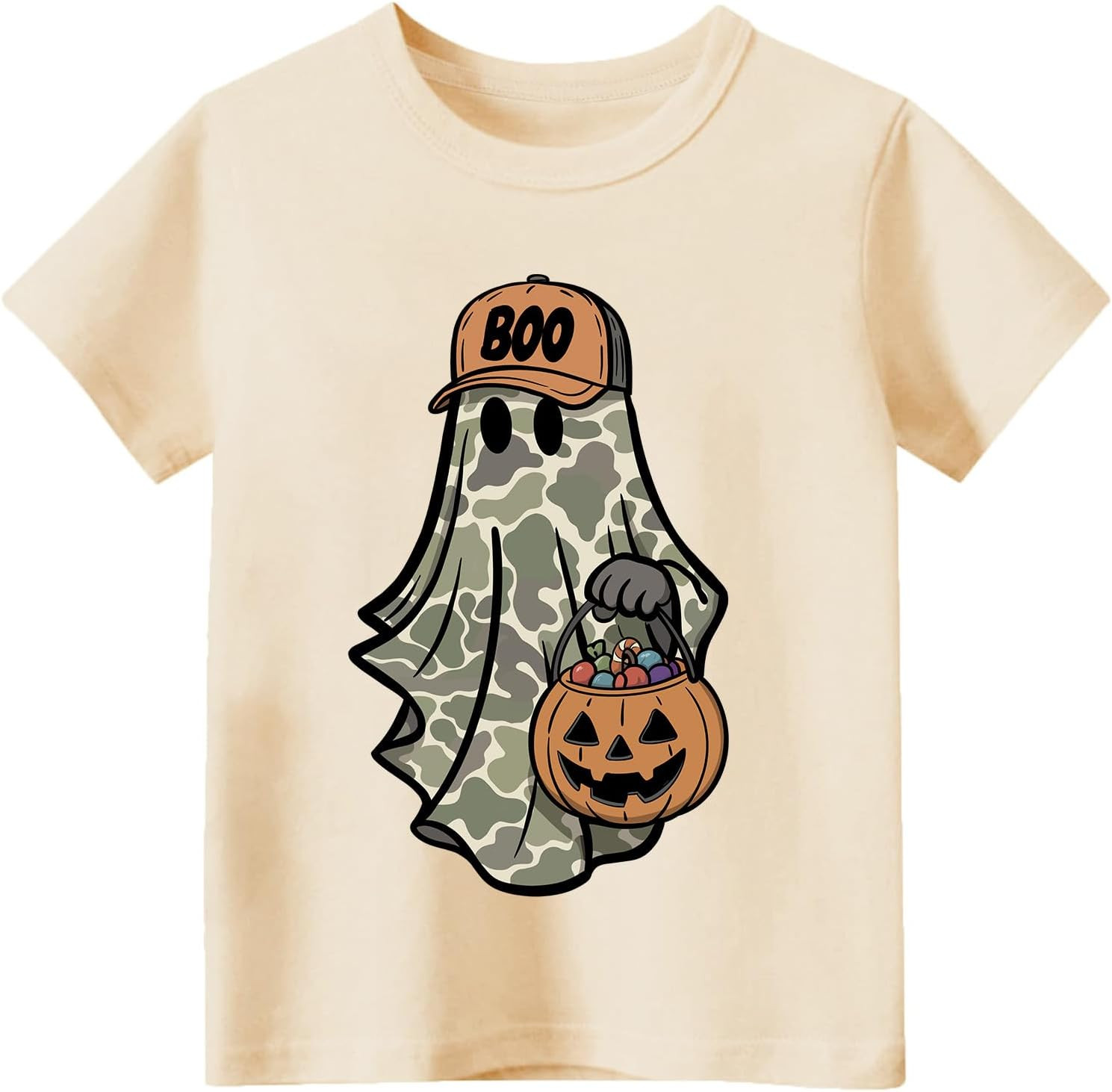 Halloween Todder Boys Girls Short Sleeve Boo Cute Ghost Shirts Feral Raccoon Funny Tops 2-7 Years | Amazon (US)