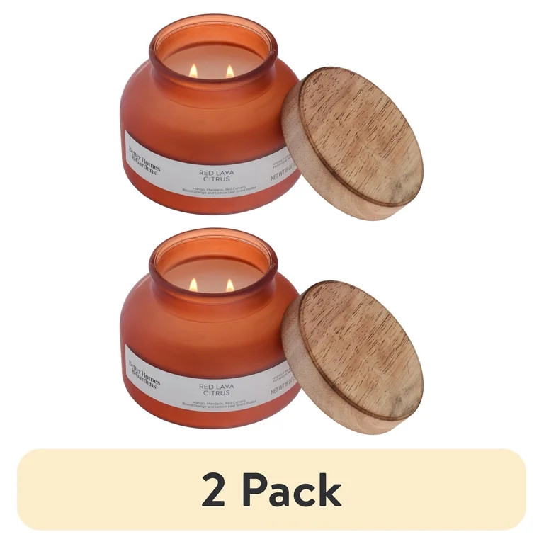 (2 pack) Better Homes & Gardens Red Lava Citrus Scented 2-Wick 18oz (510.3 g) Frosted Jar Candle | Walmart (US)
