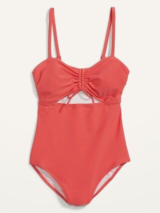 Ruched-Bodice Bandeau One-Piece Swimsuit for Women | Old Navy (US)