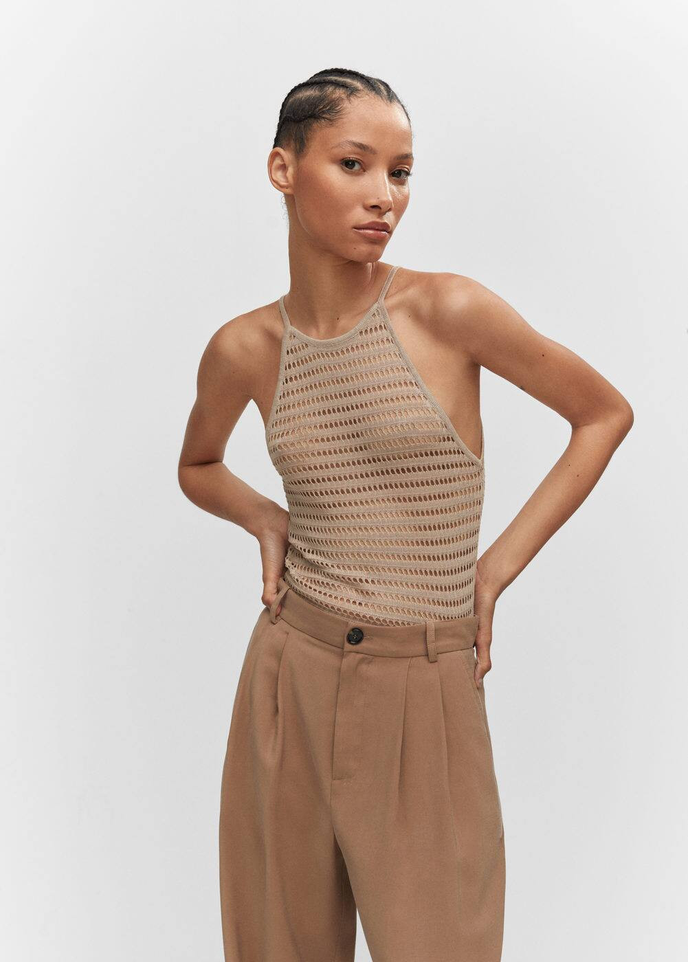 Halter-neck knitted top | MANGO (US)