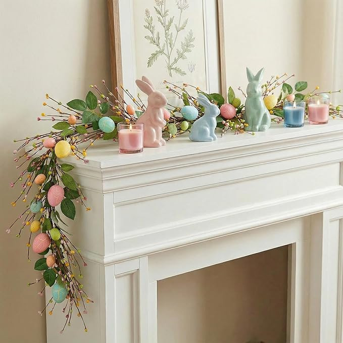 6ft Easter Egg Garland with LED Lights, Colorful LED Eggs, Berry Buds Garland – Spring Easter D... | Amazon (US)