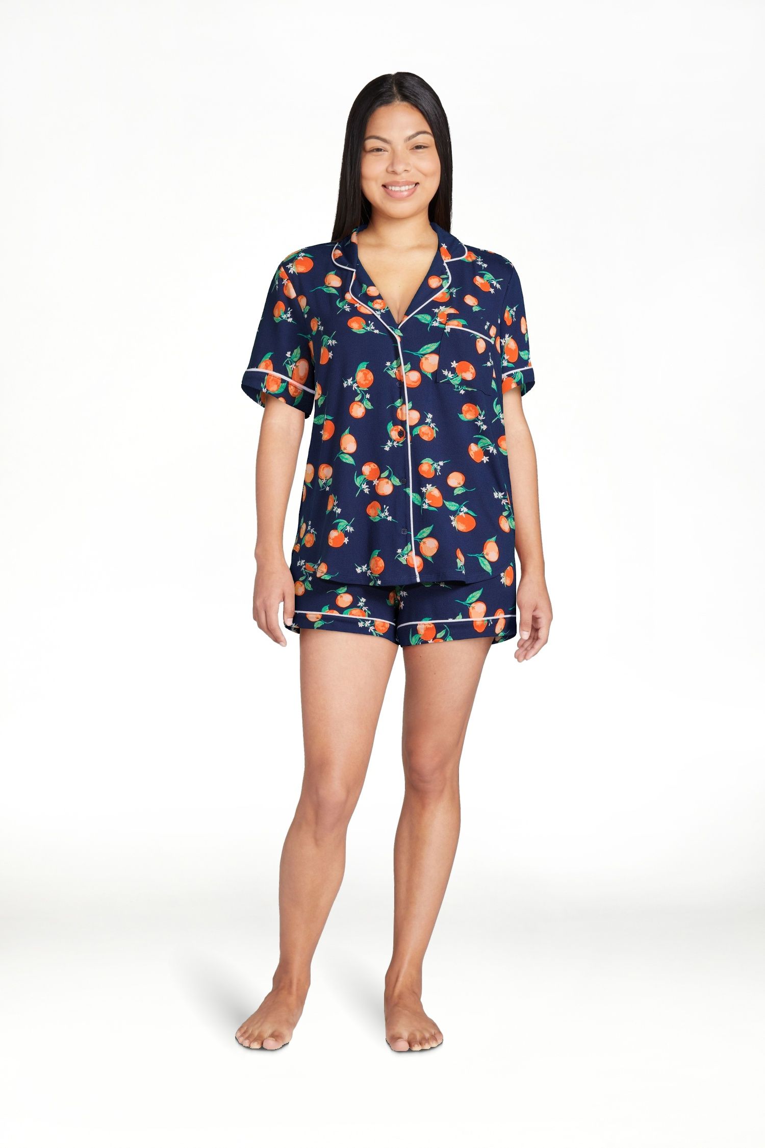 Joyspun Women’s Short Sleeve Notch Collar Top and Shorts Knit Pajama Set, 2-Piece, Sizes S to 3... | Walmart (US)