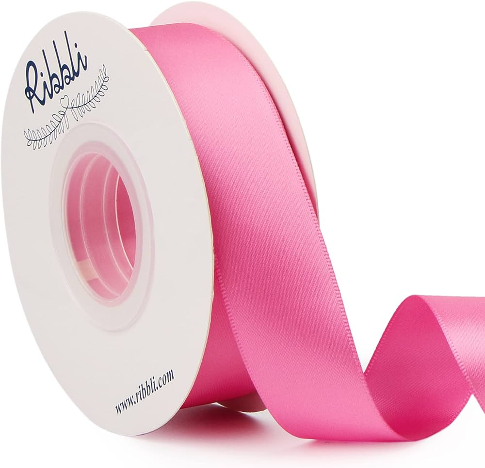 Ribbli Hot Pink Double Faced Satin Ribbon,1” x Continuous 25 Yards,Use for Bows Bouquet,Gift Wr... | Amazon (US)