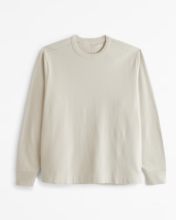 Men's Long-Sleeve Premium Heavyweight Tee | Men's Tops | Abercrombie.com | Abercrombie & Fitch (US)