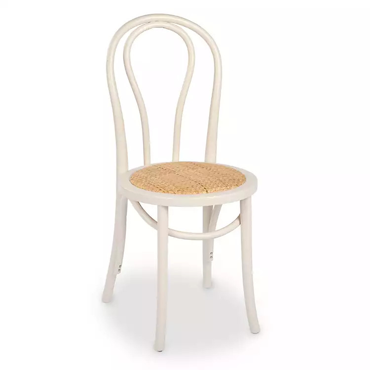 White Wood and Rattan Bistro Chair | Kirklands