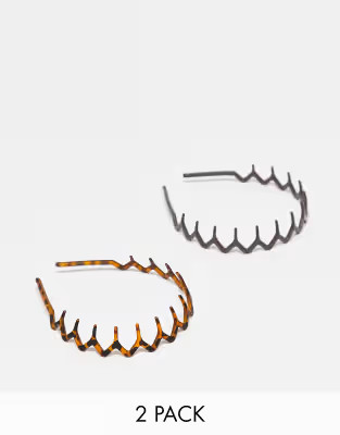 ASOS DESIGN pack of 2 hair comb headband in brown and tort | ASOS (Global)
