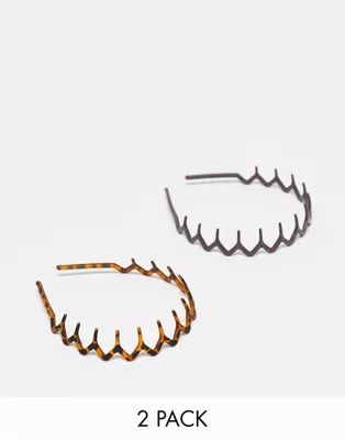 ASOS DESIGN pack of 2 hair comb headband in brown and tort | ASOS (Global)