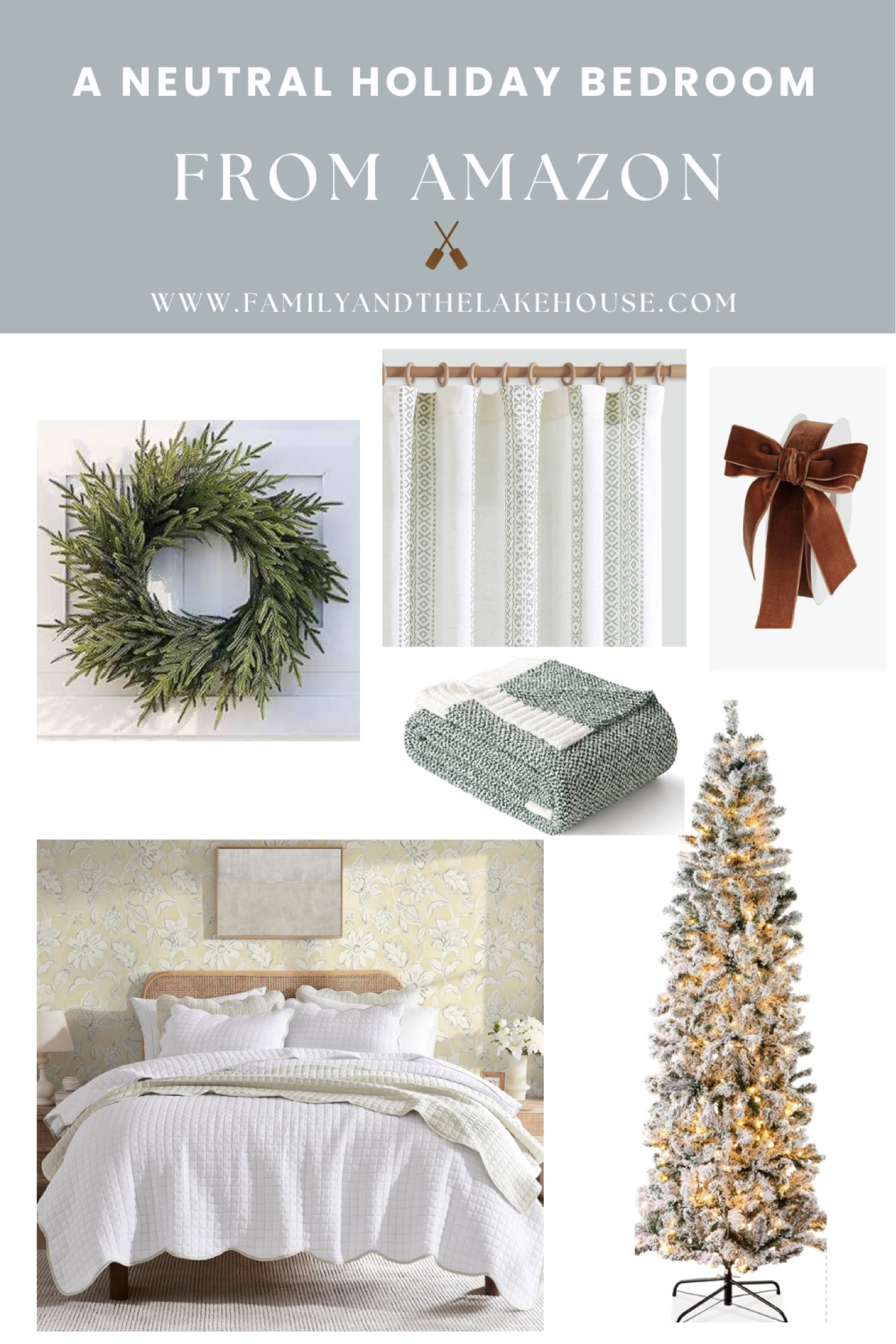A pretty and neutral holiday and Christmas bedroom. 🌲🌲🌲

#LTKHoliday #LTKHome #LTKSeasonal
