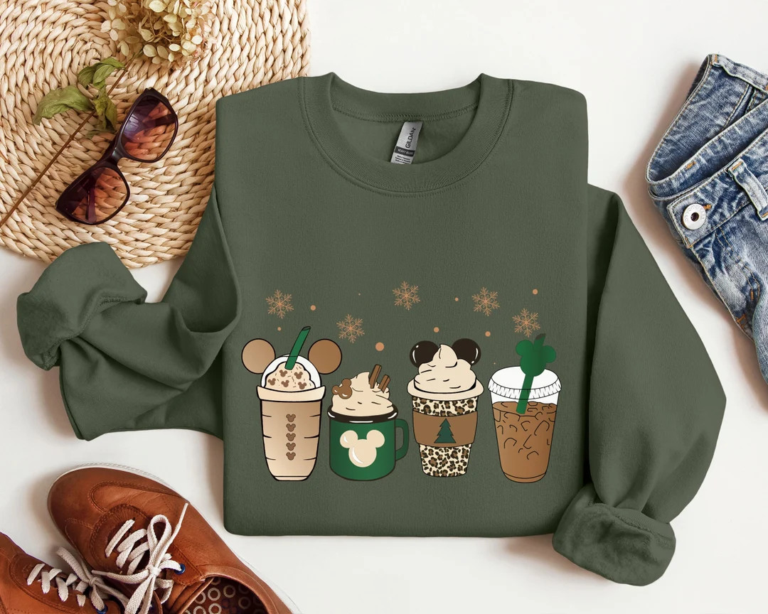 Mickey Coffee Sweatshirt, Disney Christmas Hoodie, Coffee Christmas Sweater, Funny Christmas Shir... | Etsy (US)