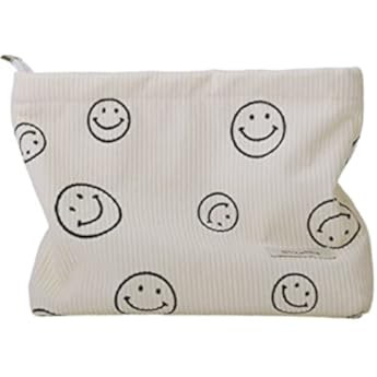 Cosmetic Bags for Women - Corduroy Cosmetic Bag Aesthetic Women Handbags Purses Smile Dots Makeup... | Amazon (US)