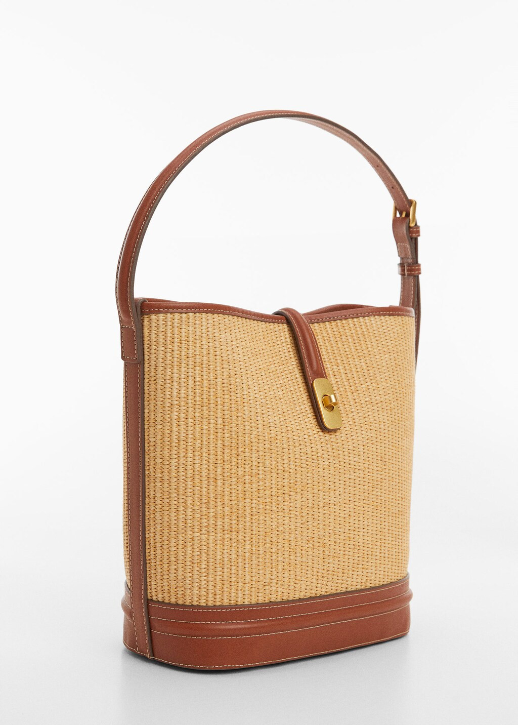 Raffia-effect bucket bag -  Women | Mango USA | MANGO (US)