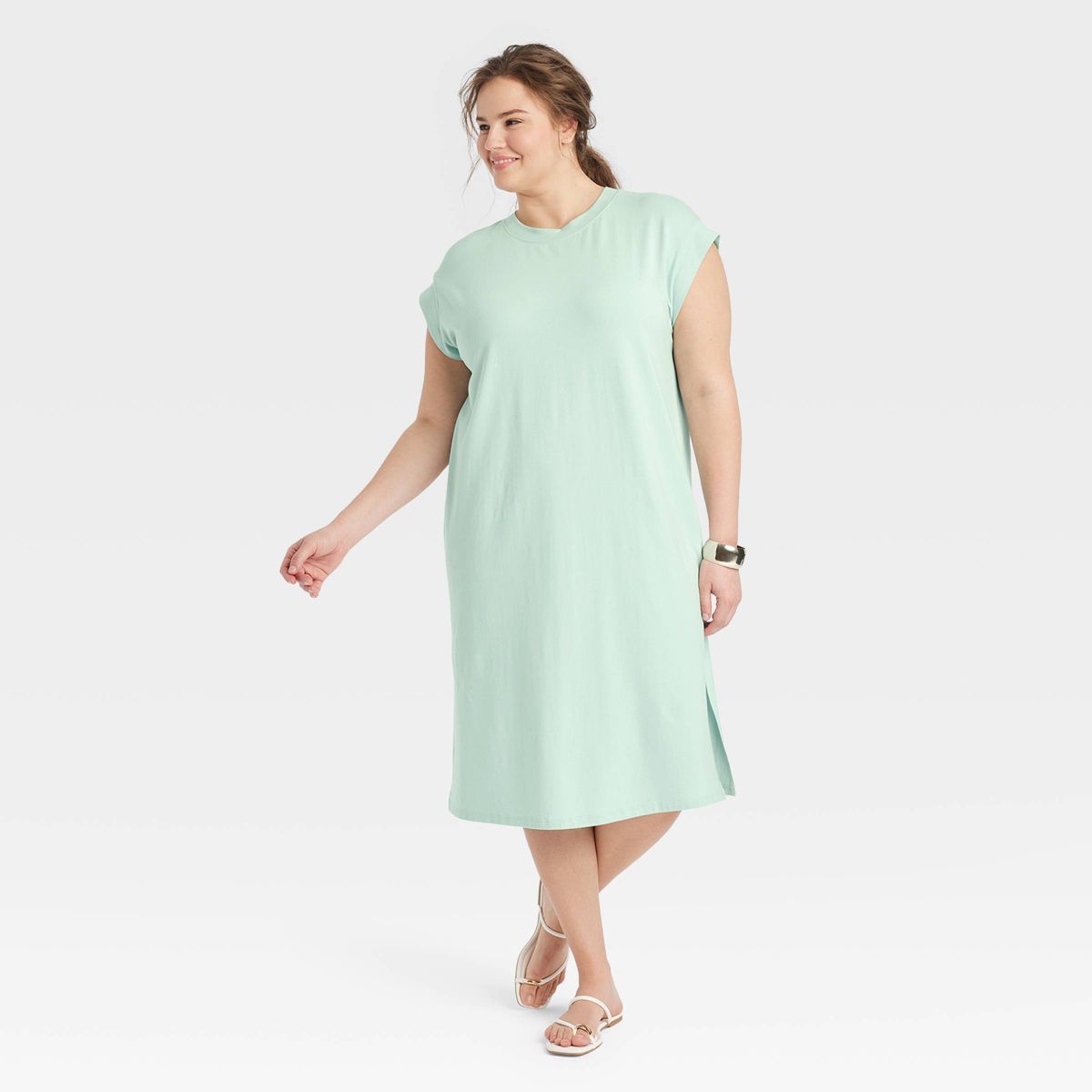Women's Short Sleeve Midi Shirtdress - A New Day™ Light Blue 4X | Target