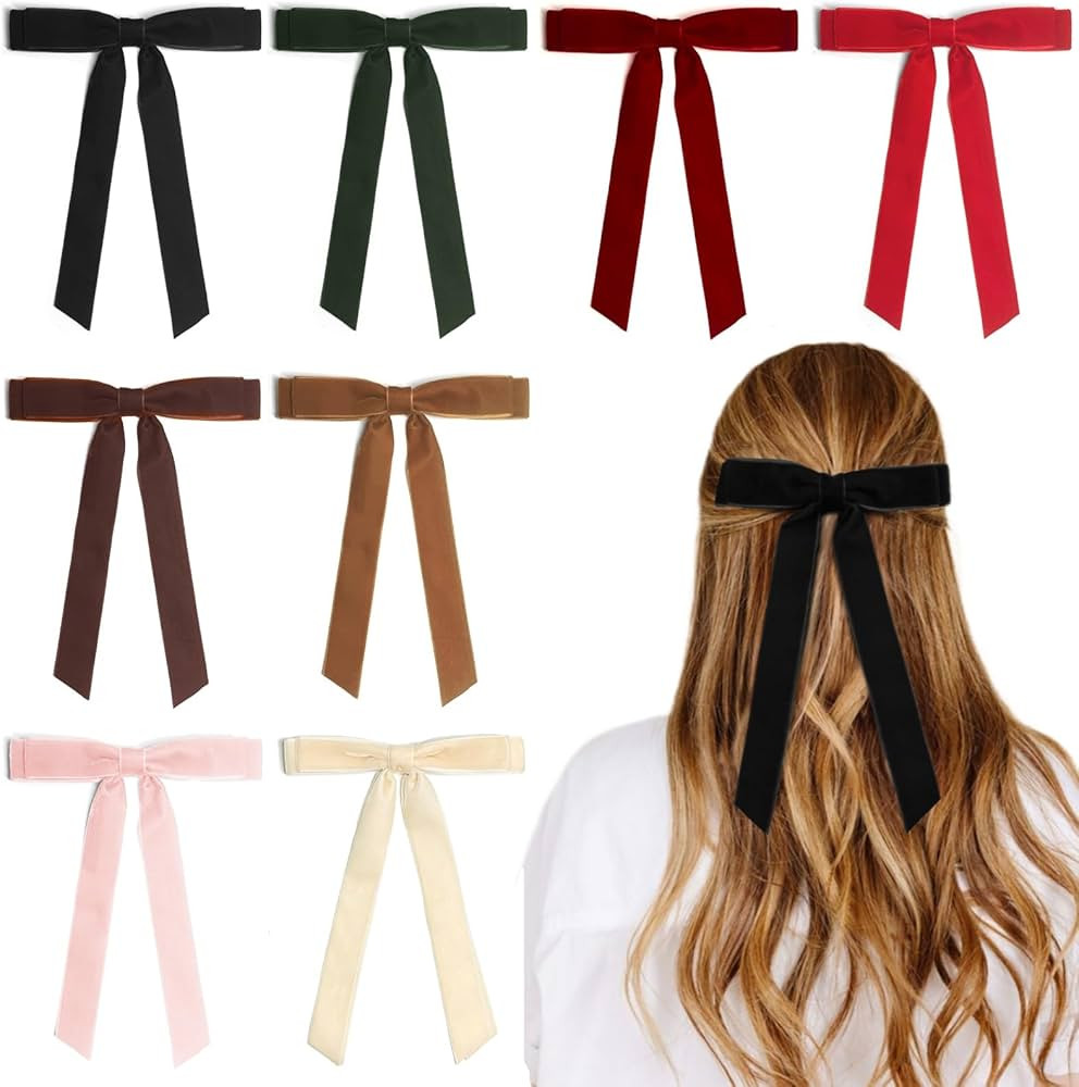 Tobeffect Velvet Hair Bows for Women Girls Christmas Velvet Bow for Hair Women Ribbon Bow Accesso... | Amazon (US)